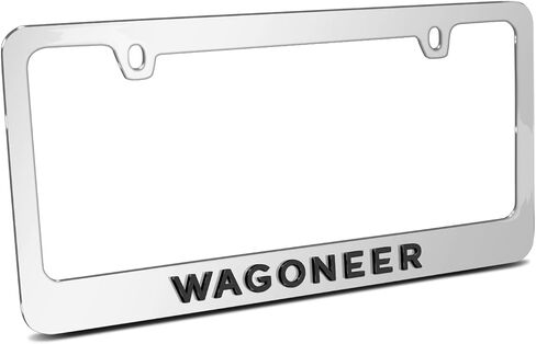 iPick Image for Jeep Wagoneer in 3D Black on Mirror Chrome Metal License Plate Frame in Saudi Arabia
