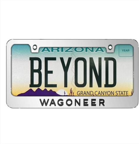 iPick Image for Jeep Wagoneer in 3D Black on Mirror Chrome Metal License Plate Frame in Saudi Arabia