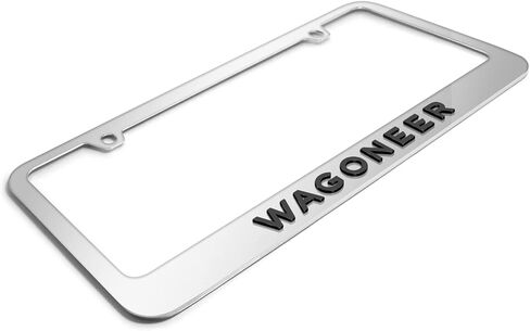 iPick Image for Jeep Wagoneer in 3D Black on Mirror Chrome Metal License Plate Frame in Saudi Arabia