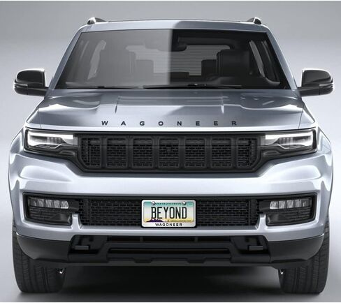 iPick Image for Jeep Wagoneer in 3D Black on Mirror Chrome Metal License Plate Frame in Saudi Arabia