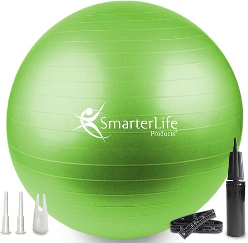 كرة تمرين SmarterLife من أجل اللياقة البدنية واليوجا والتوازن والاستقرار والولادة، رائعة ككرسي كرة يوجا للمكتب أو ممارسة معدات الصالة الرياضية للمنزل، تصميم ممتاز مانع للانزلاق in Kuwait