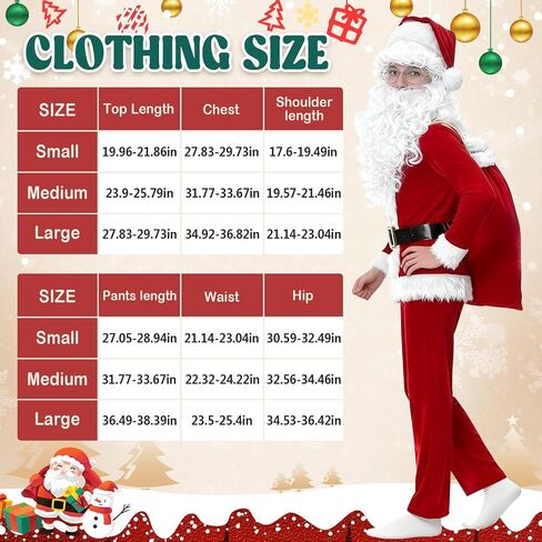 9PCS Santa Claus Costume for Kids: 5-12 Years Velvet Christmas Suit Set with Accessories for Holiday Party Cosplay in Saudi Arabia