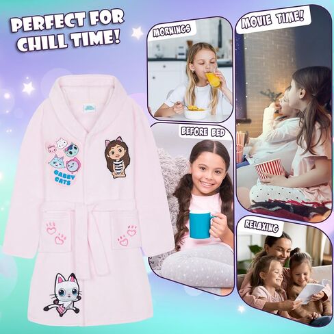 Get Trend Fleece Bathrobe for Girls, Teens, Dressing Gown, Soft Hooded Robe, Cozy Loungewear, Sleepwear Gifts for Girls in Saudi Arabia
