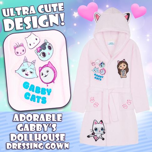 Get Trend Fleece Bathrobe for Girls, Teens, Dressing Gown, Soft Hooded Robe, Cozy Loungewear, Sleepwear Gifts for Girls in Saudi Arabia