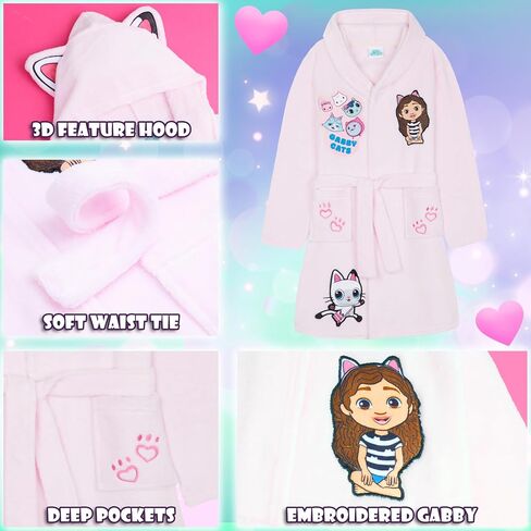 Get Trend Fleece Bathrobe for Girls, Teens, Dressing Gown, Soft Hooded Robe, Cozy Loungewear, Sleepwear Gifts for Girls in Saudi Arabia