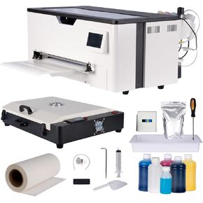 A3 DTF Printer with Stand and Auto Powder Shaking Heating Machine, 2480 in2/h XP600 Printhead Roll Feeder, Equipped with White Ink Circulation and White Ink Stirring System, DIY Printing for POD in Saudi Arabia