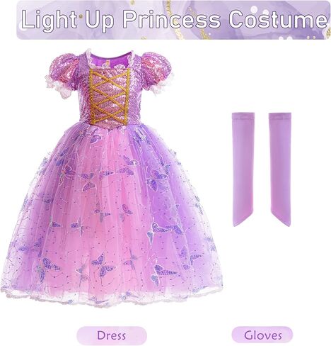 زي الأميرة للفتيات من Lingway Toys: فستان Rapunzel للفتيات، فستان الأميرة ملكة الثلج في الهالوين in Kuwait