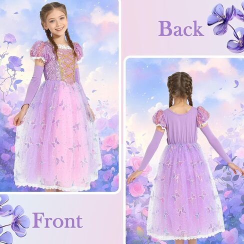 زي الأميرة للفتيات من Lingway Toys: فستان Rapunzel للفتيات، فستان الأميرة ملكة الثلج في الهالوين in Kuwait