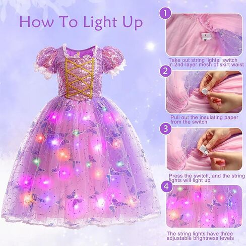 زي الأميرة للفتيات من Lingway Toys: فستان Rapunzel للفتيات، فستان الأميرة ملكة الثلج في الهالوين in Kuwait