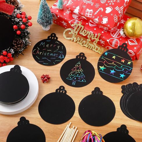 Yeaqee 80 قطعة عيد الميلاد زخرفة بطاقات الصفر قوس قزح عيد الميلاد ورقة خدش للأطفال DIY عيد الميلاد الحلي مع عصا خشبية وشريط لفصل الشتاء عيد الميلاد المنزل الفصول الدراسية الأنشطة DIY in Saudi Arabia