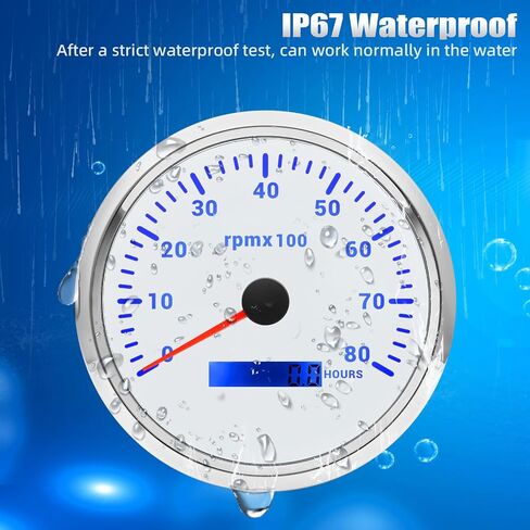 ARTILAURA 110mm 4-3/8" Tachometer 8000 RPM Boat RPM Gauge 7 Color Marine Large Tachometer for Car AUTO Truck 9-32V (White) in Kuwait