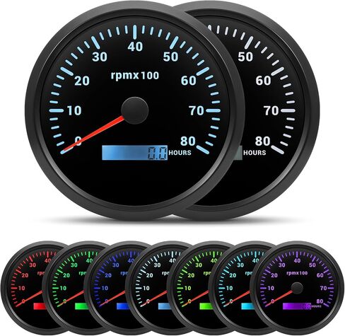 ARTILAURA 110mm 4-3/8" Tachometer 8000 RPM Boat RPM Gauge 7 Color Marine Large Tachometer for Car AUTO Truck 9-32V (White) in Kuwait