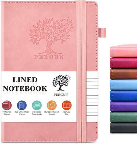 Lined Journal Notebook for Men & Women, 160 Pages College Ruled Journal for Writing, A5 Hardcover Leather Notebooks for Work, School, Business, Travel, Daily Diary 5.9" x 8.5" (Brown) in Saudi Arabia