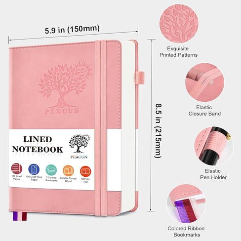 Lined Journal Notebook for Men & Women, 160 Pages College Ruled Journal for Writing, A5 Hardcover Leather Notebooks for Work, School, Business, Travel, Daily Diary 5.9" x 8.5" (Brown) in Saudi Arabia