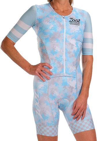 بدلة Zoot للسيدات LTD Aero Triathlon - بدلة سباق ثلاثية الأكمام قصيرة الأكمام من قماش بريمو وجيبين in Kuwait