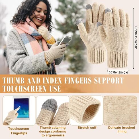Geyoga Winter Beanie Hat Scarf Set Women Men Touchscreen Gloves Knit Fleece Lined Warm Earmuffs Socks Gift Set(Beige,Urban) in Saudi Arabia