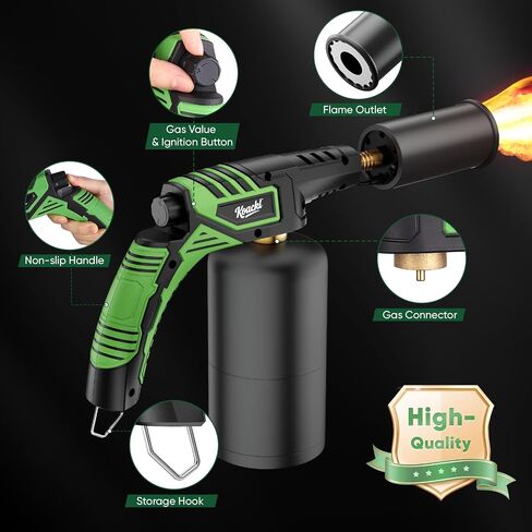 Propane Torch Head with Igniter, Charcoal Torch Lighter, Adjustable Wood Torch Burner, Kitchen Torch for Cooking, Grill Torch, Green(Propane Tank Not Included) in Saudi Arabia