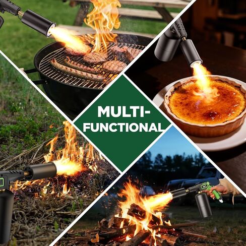 Propane Torch Head with Igniter, Charcoal Torch Lighter, Adjustable Wood Torch Burner, Kitchen Torch for Cooking, Grill Torch, Green(Propane Tank Not Included) in Saudi Arabia