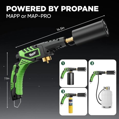Propane Torch Head with Igniter, Charcoal Torch Lighter, Adjustable Wood Torch Burner, Kitchen Torch for Cooking, Grill Torch, Green(Propane Tank Not Included) in Saudi Arabia