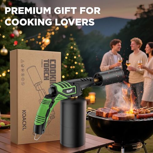 Propane Torch Head with Igniter, Charcoal Torch Lighter, Adjustable Wood Torch Burner, Kitchen Torch for Cooking, Grill Torch, Green(Propane Tank Not Included) in Saudi Arabia