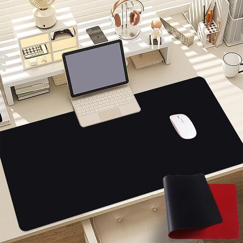 Extended Desk Mouse Pad, 23.6"X11.8" Dual Sided Desk Mat, Non-Slip Base, Water Resist Keyboard Pad for Gamer, Office & Home, Double-Sided Available (Front-Black & Back-Red) in Saudi Arabia