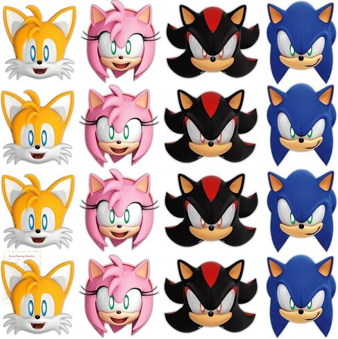 Unique Sonic Party Masks | 24 Count | Fun Birthday Party Favors and Decorations | Officially Licensed | includes Checklist in Saudi Arabia