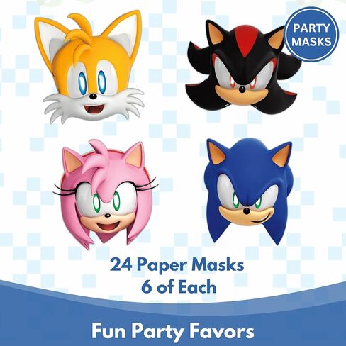 Unique Sonic Party Masks | 24 Count | Fun Birthday Party Favors and Decorations | Officially Licensed | includes Checklist in Saudi Arabia