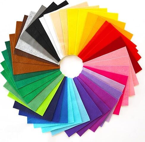 DIYR 40 Pcs Colored Felt Fabric Sheets 6 x 6 in, DIY Craft Sewing Patchwork Fabric, Assorted Color Polyester Sheets for Arts and Crafts in Saudi Arabia
