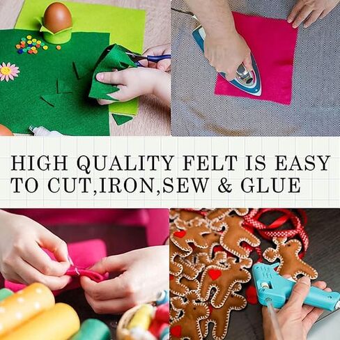 DIYR 40 Pcs Colored Felt Fabric Sheets 6 x 6 in, DIY Craft Sewing Patchwork Fabric, Assorted Color Polyester Sheets for Arts and Crafts in Saudi Arabia