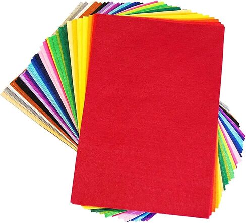 DIYR 40 Pcs Colored Felt Fabric Sheets 6 x 6 in, DIY Craft Sewing Patchwork Fabric, Assorted Color Polyester Sheets for Arts and Crafts in Saudi Arabia