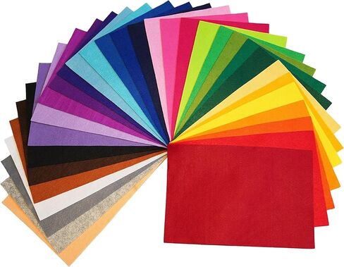 DIYR 40 Pcs Colored Felt Fabric Sheets 6 x 6 in, DIY Craft Sewing Patchwork Fabric, Assorted Color Polyester Sheets for Arts and Crafts in Saudi Arabia