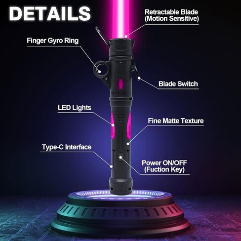 Gianby Kids Saber, 2-in-1 LED Dual Light Swords Set with 25 Color Changing Electronic Lights & 3 Modes FX Sound, Rechargeable Roleplay Toy (2 Pack) in Saudi Arabia