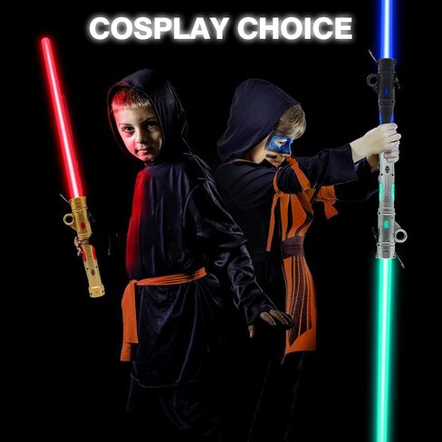Gianby Kids Saber, 2-in-1 LED Dual Light Swords Set with 25 Color Changing Electronic Lights & 3 Modes FX Sound, Rechargeable Roleplay Toy (2 Pack) in Saudi Arabia