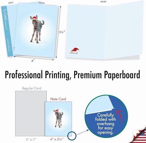 The Best Card Company - 10 Blank Animal Christmas Note Cards - Assorted Bulk Holiday Cards for Kids, Fun Wildlife (4 x 5.12 Inch) - Christmas Zoo Babies M6726XSB in Saudi Arabia