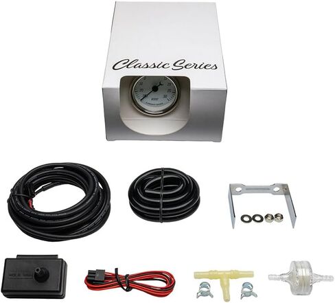 GlowShift Classic Series 30 PSI Turbo Boost Pressure Gauge Kit - Includes Electronic Sensor & Wiring Harnesses - White Dial - White LED - Vintage Style Design - 2-1/16" (52mm) Diameter in Saudi Arabia