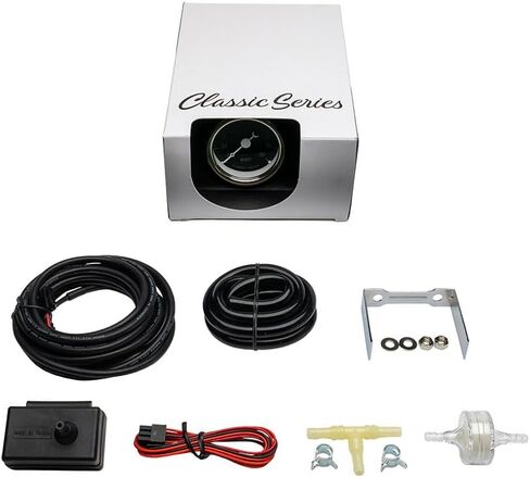 GlowShift Classic Series 30 PSI Turbo Boost Pressure Gauge Kit - Includes Electronic Sensor & Wiring Harnesses - Black Dial - White LED - Vintage Style Design - 2-1/16" (52mm) Diameter in Saudi Arabia