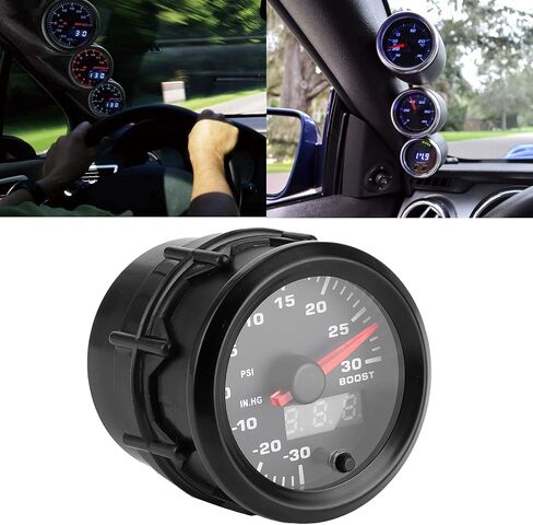 Keenso Turbo Boost Pointer, 2in/52mm 7 Colors LED PSI Gauge, Clear Display, Universal for All 12V Cars, with Boost Sensor, Plastic Material in Kuwait