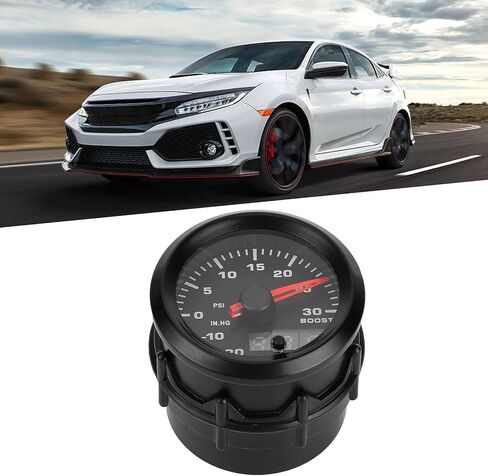 Keenso Turbo Boost Pointer, 2in/52mm 7 Colors LED PSI Gauge, Clear Display, Universal for All 12V Cars, with Boost Sensor, Plastic Material in Kuwait