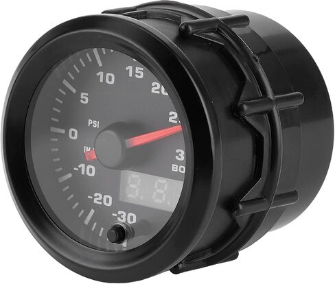 Keenso Turbo Boost Gauge, Plastic, 7 Color LED Display, Universal 12V Vehicle Boost Meter, Monitor Turbo Performance 0-30PSI, Suitable for Cars in Saudi Arabia