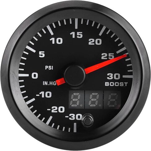 Keenso Turbo Boost Gauge, Plastic, 7 Color LED Display, Universal 12V Vehicle Boost Meter, Monitor Turbo Performance 0-30PSI, Suitable for Cars in Saudi Arabia