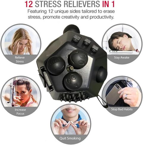 Fidget Toy Cube 4 Pcs Set Creative Rotating Cube and 12 Sided Cube Anxiety Relief Toys for Adults and Kids, Hand-Held for Adults, Audible/Silent Fidget Cube Toys for ADD/ADHD/OCD in Saudi Arabia
