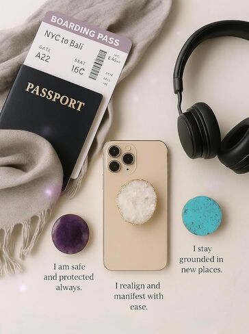 مقابض من CRYSTALFY Crystal مقبض وحامل للهاتف من العلامة التجارية CRYSTALFY قاعدة بديلة بيضاء ومجموعة لاصقة لاصقة مكونة من قطعتين | حامل وقبضة هاتف جديد قابل للطي | عبوتان من وسادات الملصقات لظهر مقبض الهاتف in Saudi Arabia