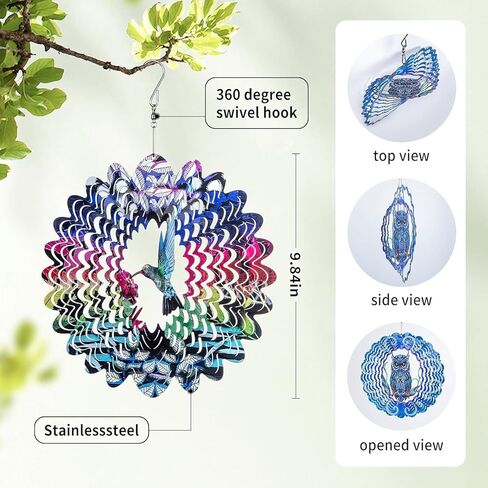 Owl 3D Hanging Wind Spinners for Yard Garden Decorations Outdoors & Indoor, Owl Ornament Christmas Decor Gifts for Women Mom Men Dad Grandpa Husband in Kuwait