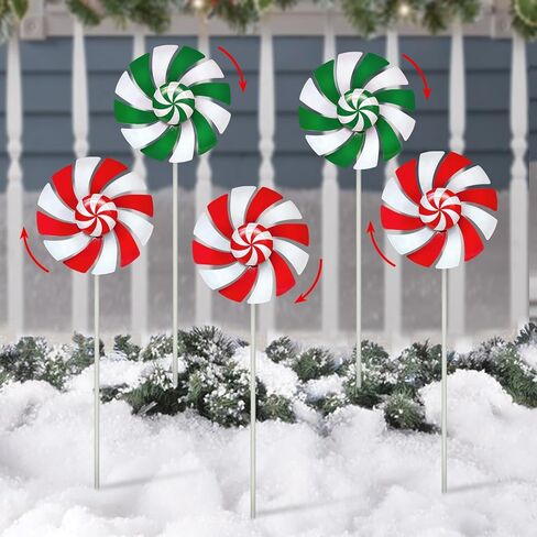 5 عبوات من دوارات الرياح المصاصة المعدنية الخارجية للساحات والفناء لتزيين عيد الميلاد للحدائق والساحات والمروج وديكور عيد الميلاد وهدايا عيد الشكر in Kuwait