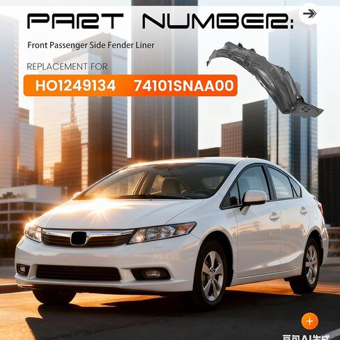 الجبهة اليمنى الحاجز بطانة الجانب الركاب متوافق مع 2006-2011 هوندا سيفيك استبدال لHO1249134 74101SNAA00 عجلة بطانة سبلاش الحرس اللوحة الداخلية دون رغوة in Kuwait