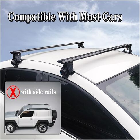 2 Pcs Compatible for Mercedes-Benz Smart Two 2-Door 2009-2020 451 453 Roof Bar Car Special Aluminum Alloy Belt Lock Shooting Corss Rack(Silver) in Kuwait