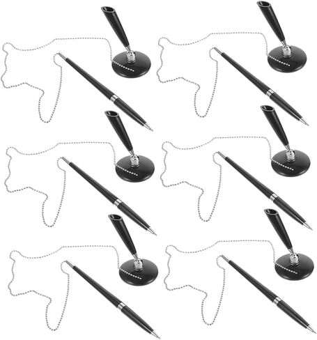 NUOBESTY 6pcs Secure Ballpoint Pens with Adhesive Chain and Rotating Holder for Office Reception Desk Bank Hospital Desktop Ink Pens for Women Professional Signature Writing Supplies in Saudi Arabia