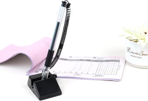 Spring Joint Reception Desk Pen Set 6 Pack Secure Counter Pens With Adhesive Chain Great For Study Room Smooth Writing Adhesive Chain Pen in Saudi Arabia