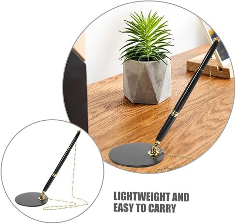 2 Sets Guest Book Pens with Stand and Chain Black and Metallic Pen Holder for Office Reception Desk Ergonomic and Portable Writing Instruments for Smooth Comfortable Use in Saudi Arabia