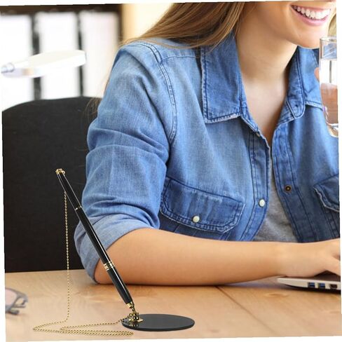 2 Sets Guest Book Pens with Stand and Chain Black and Metallic Pen Holder for Office Reception Desk Ergonomic and Portable Writing Instruments for Smooth Comfortable Use in Saudi Arabia